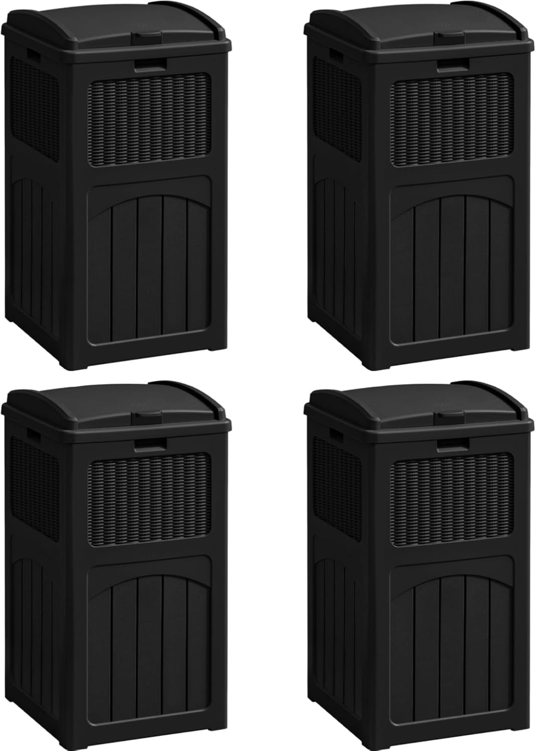 Greesum 33 Gallon Outdoor Trash Can with Lid, Waterproof Resin Garbage Bin for Hideaway, Deck
