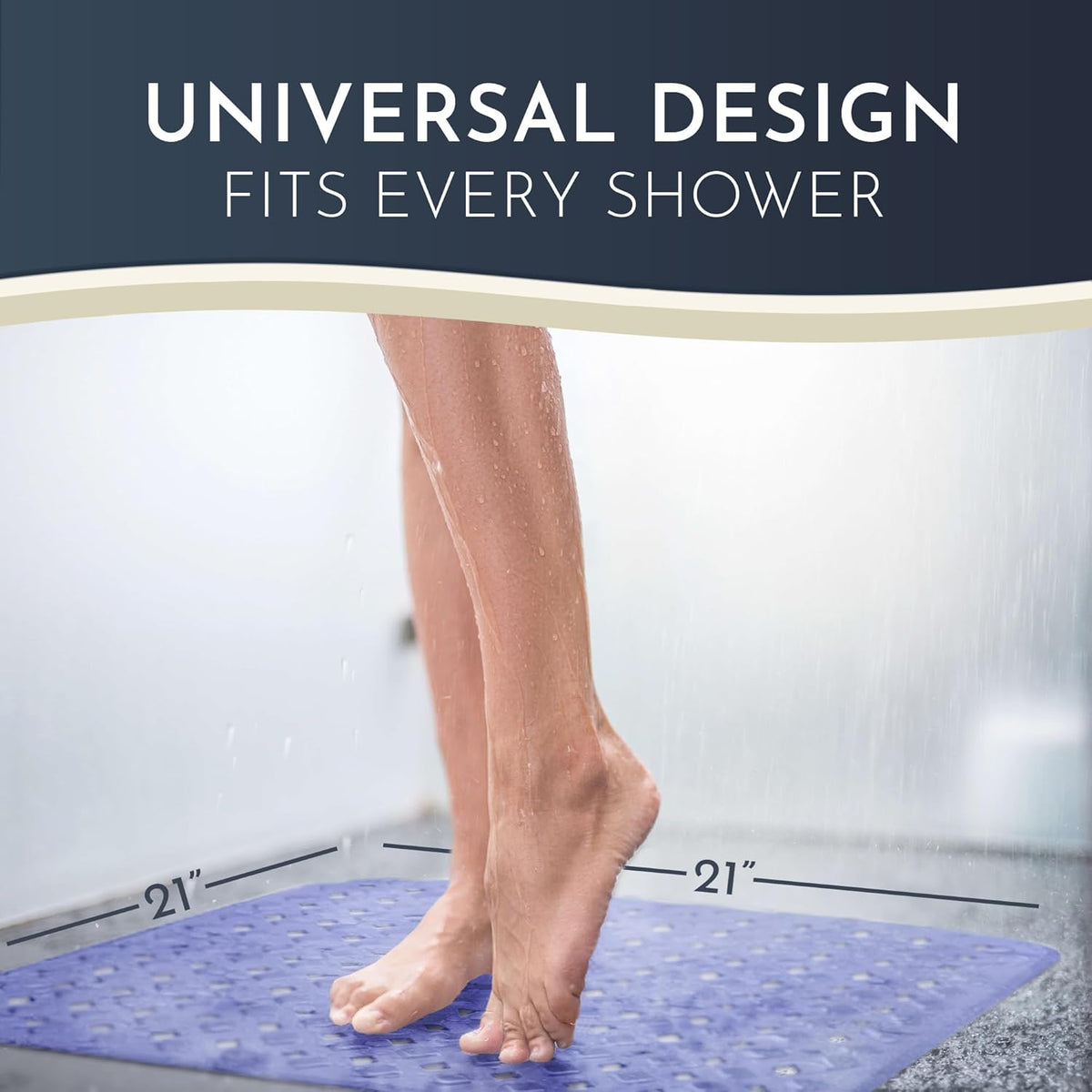 Homerella Anti Slip Shower Mat | Anti Mold Non Slip Bathtub Mat for Inside Shower | Square Floor