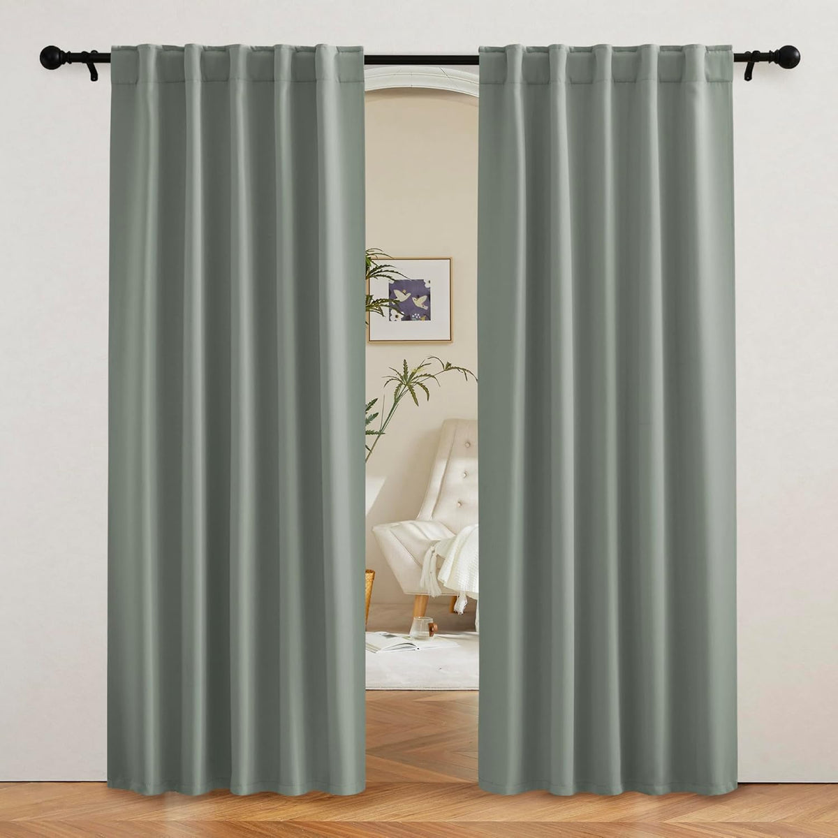 RYB HOME Sage Green Curtains for Bedroom, Blackout Thermal Insulated Drapes for Living Room Dining
