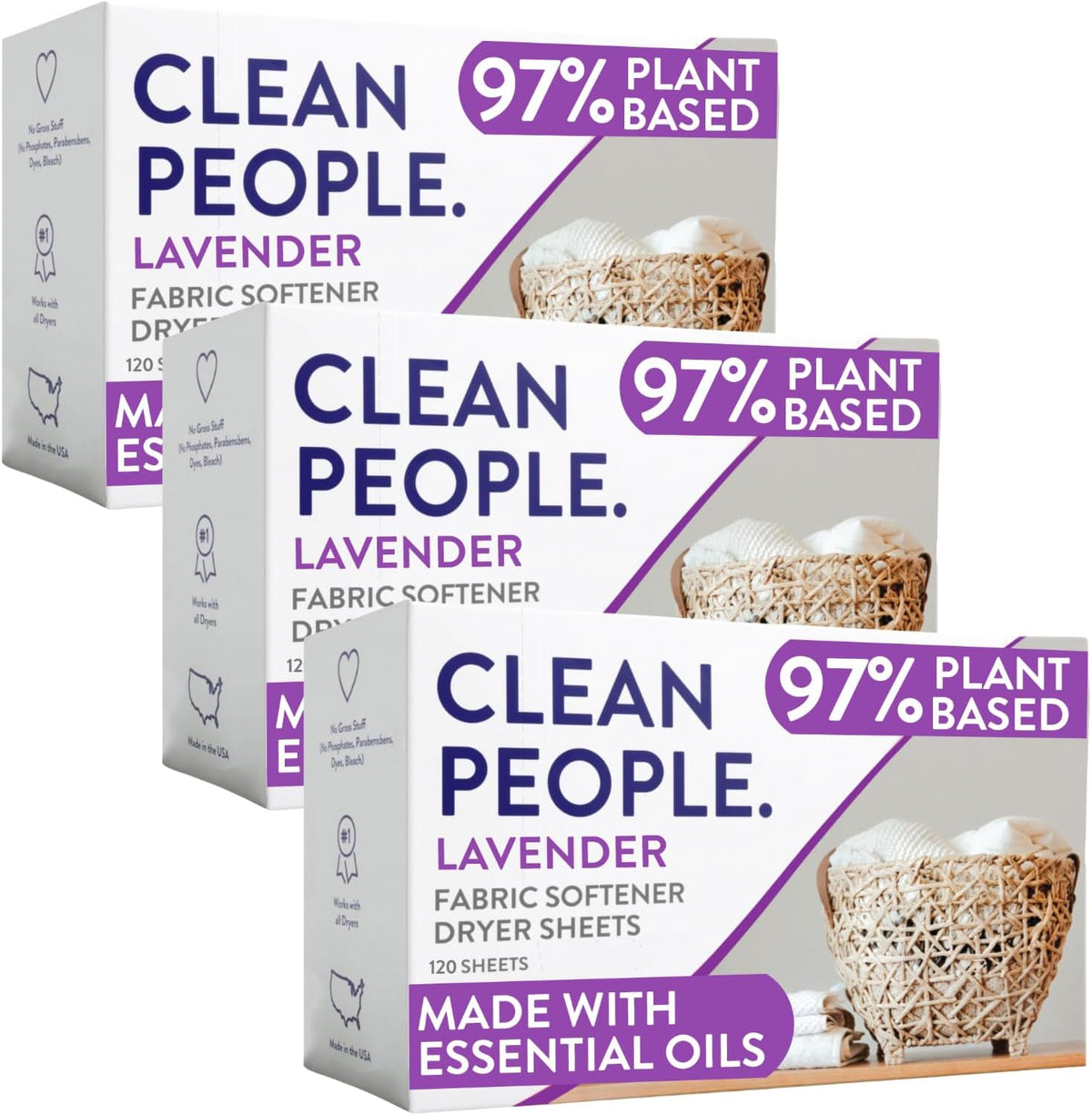 The Clean People Fabric Softener Sheets - Dryer Sheets - Softens & Removes Static Cling - Vegan