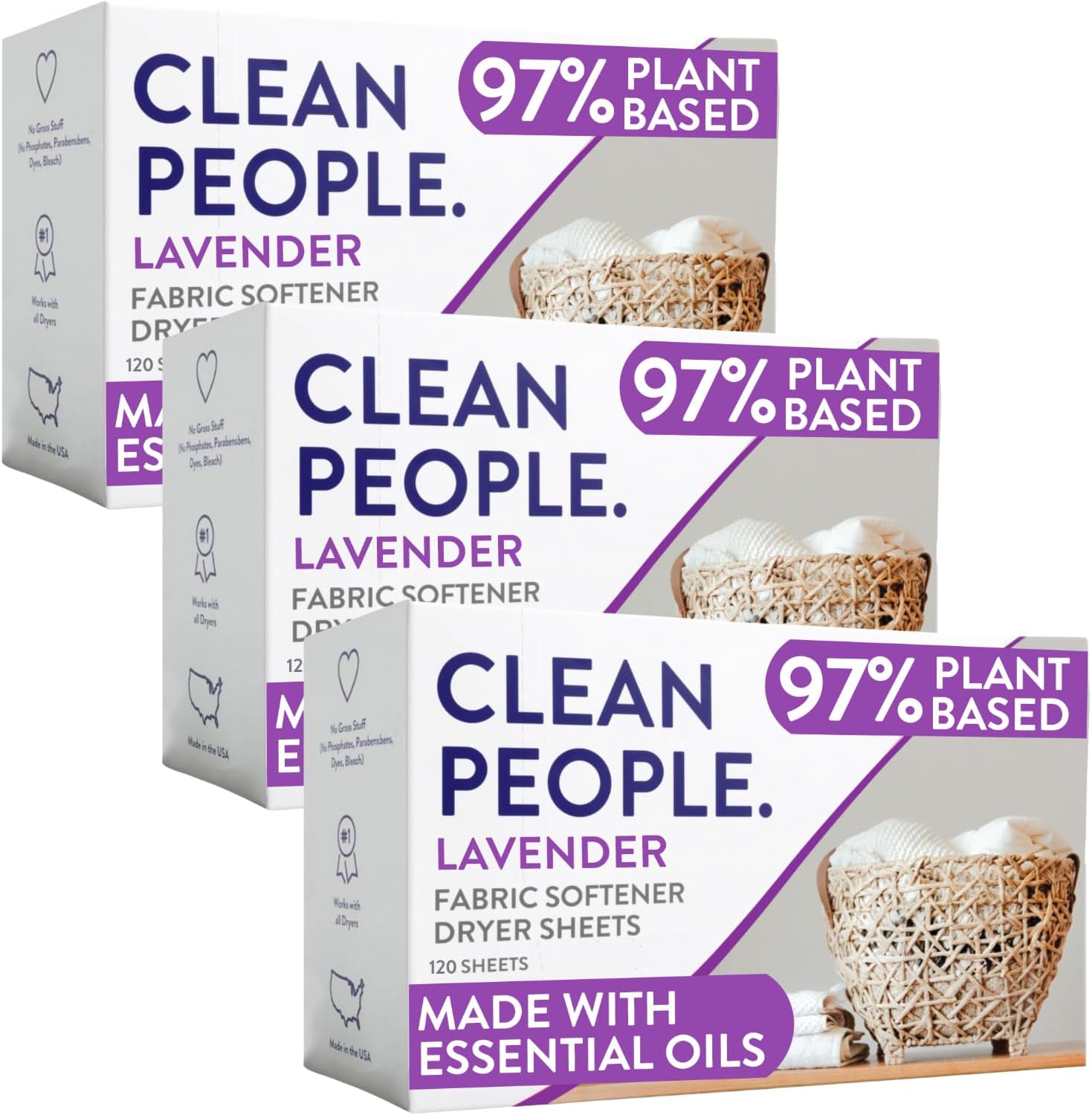 The Clean People Fabric Softener Sheets - Dryer Sheets - Softens & Removes Static Cling - Vegan