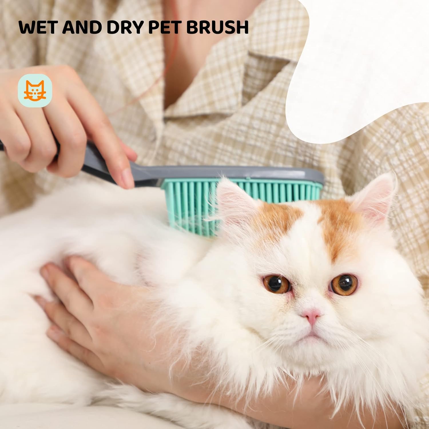 Conliwell Rubber Broom Carpet Rake for Pet Hair, Fur Remover Broom with Squeegee, Portable
