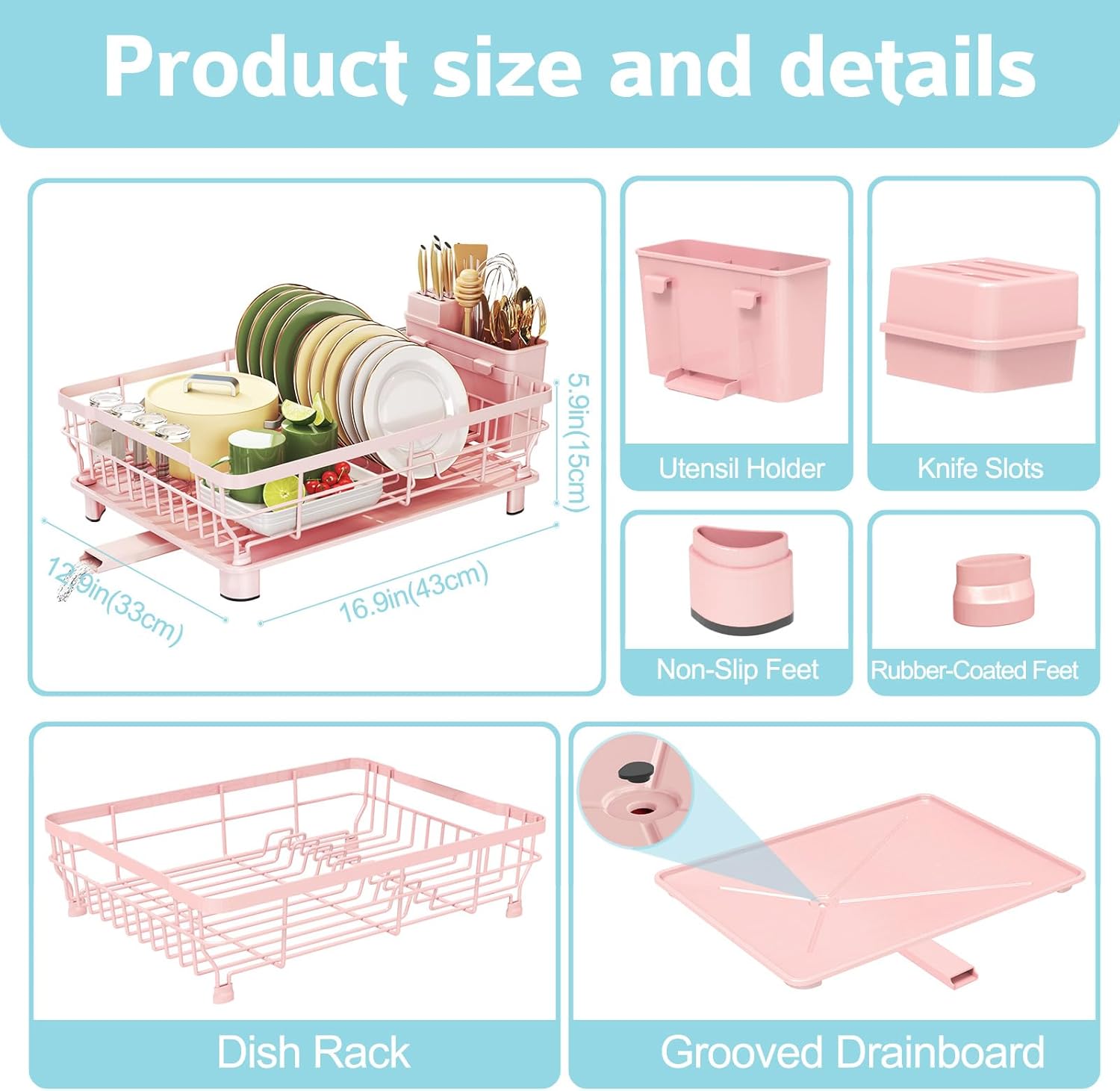 Dish Drying Rack - Space Saving Dish Rack - Dish Racks for Kitchen Counter with