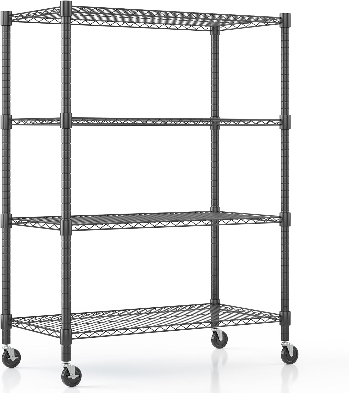 Himimi 18" D×36" W×72" H Storage Shelves with Wheels Metal Wire Shelving Unit 4 Tier Adjustable