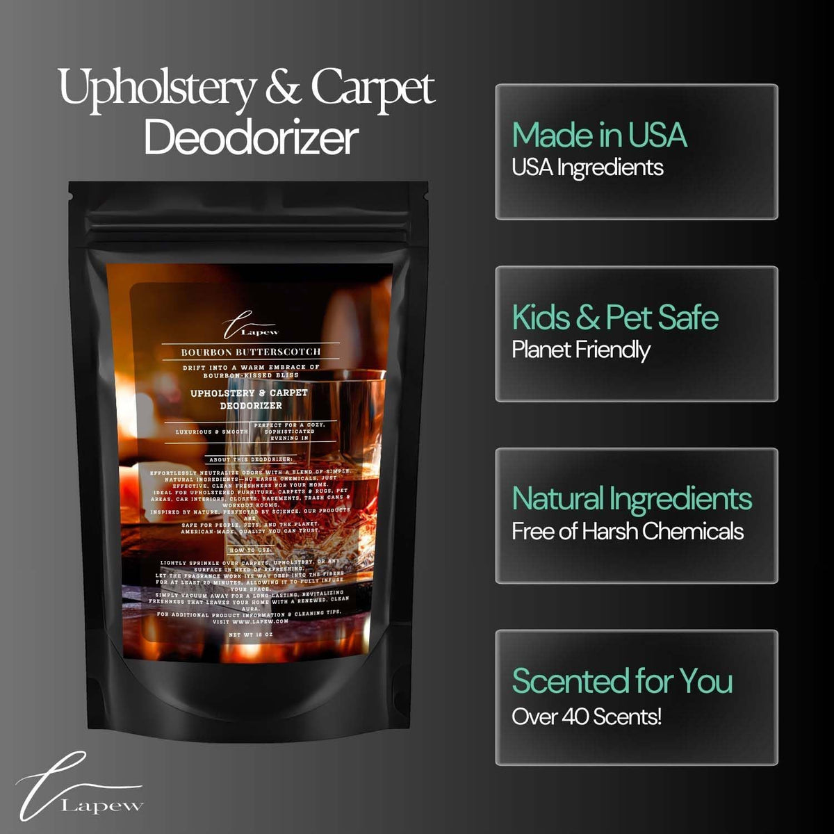 Bourbon & Butterscotch Carpet Freshener Powder 16 oz | Powerful Odor Eliminator for Home |