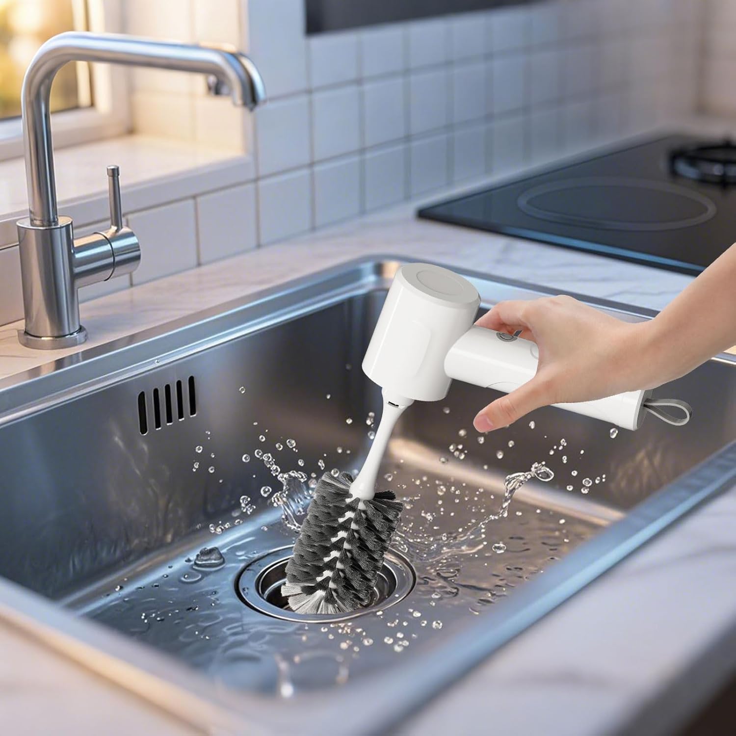 Electric Scrubber Spin- Rechargeable Cordless Handheld Spin Brush with 4 Replacement Brushs with 2