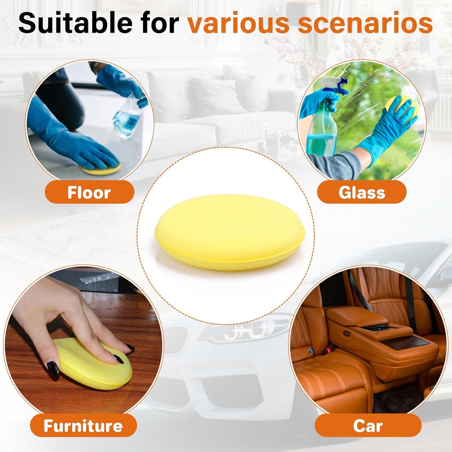 psler Foam Car Wax Applicator Pad Foam Applicator Pads Detailing Round 4 inch Polishing Sponges for