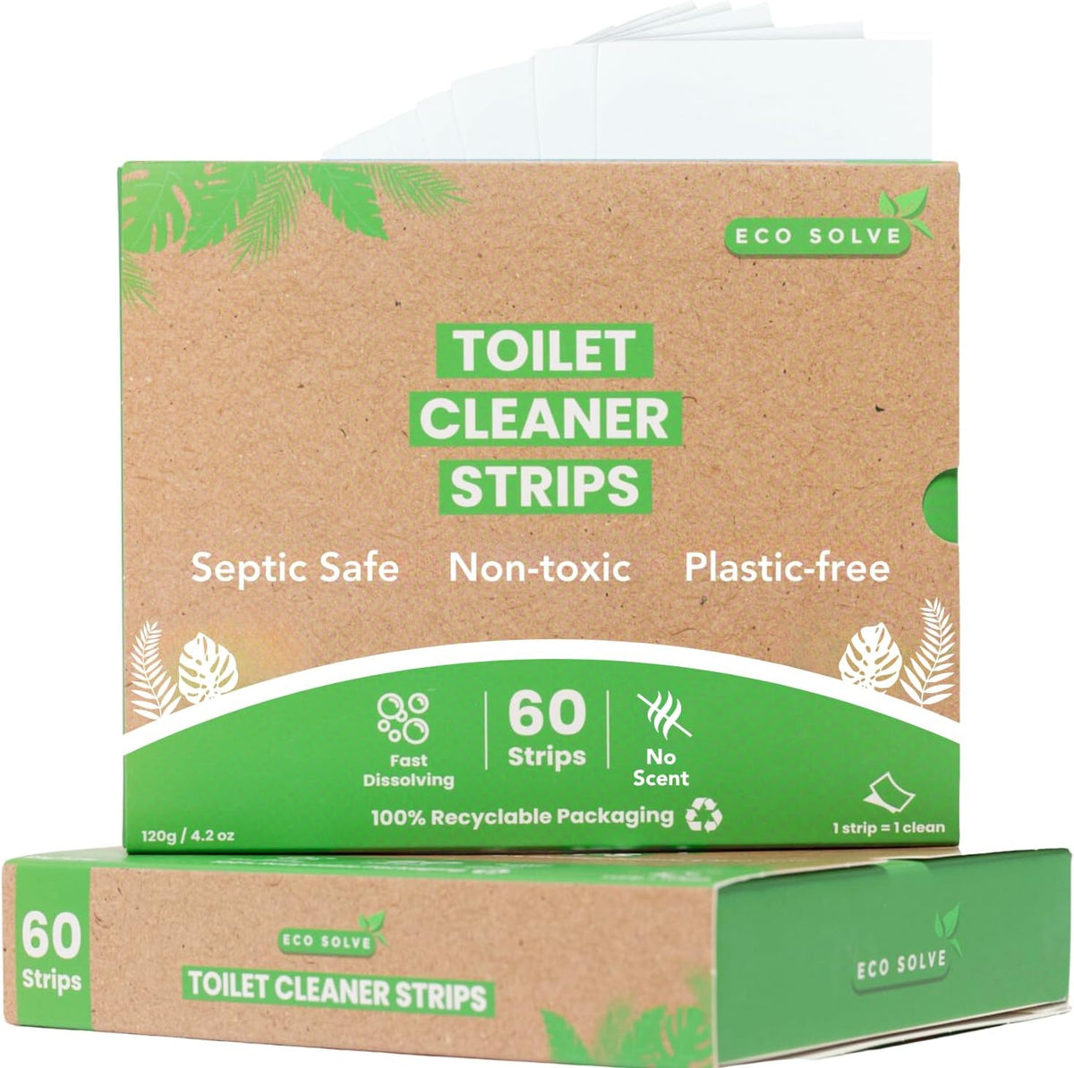 Toilet Bowl Cleaner Strips 60 Count, Unscented Eco-friendly, Non-toxic, Septic Safe, Removes Odors