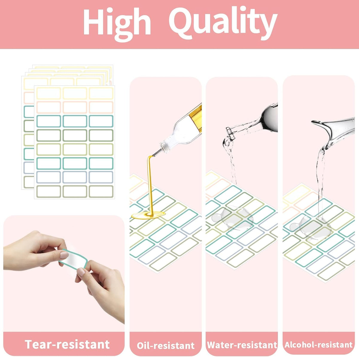 STARLIBOO Removable Labels, Removable Colored Labels Stickers, Self-Adhesive Rectangular Stickers