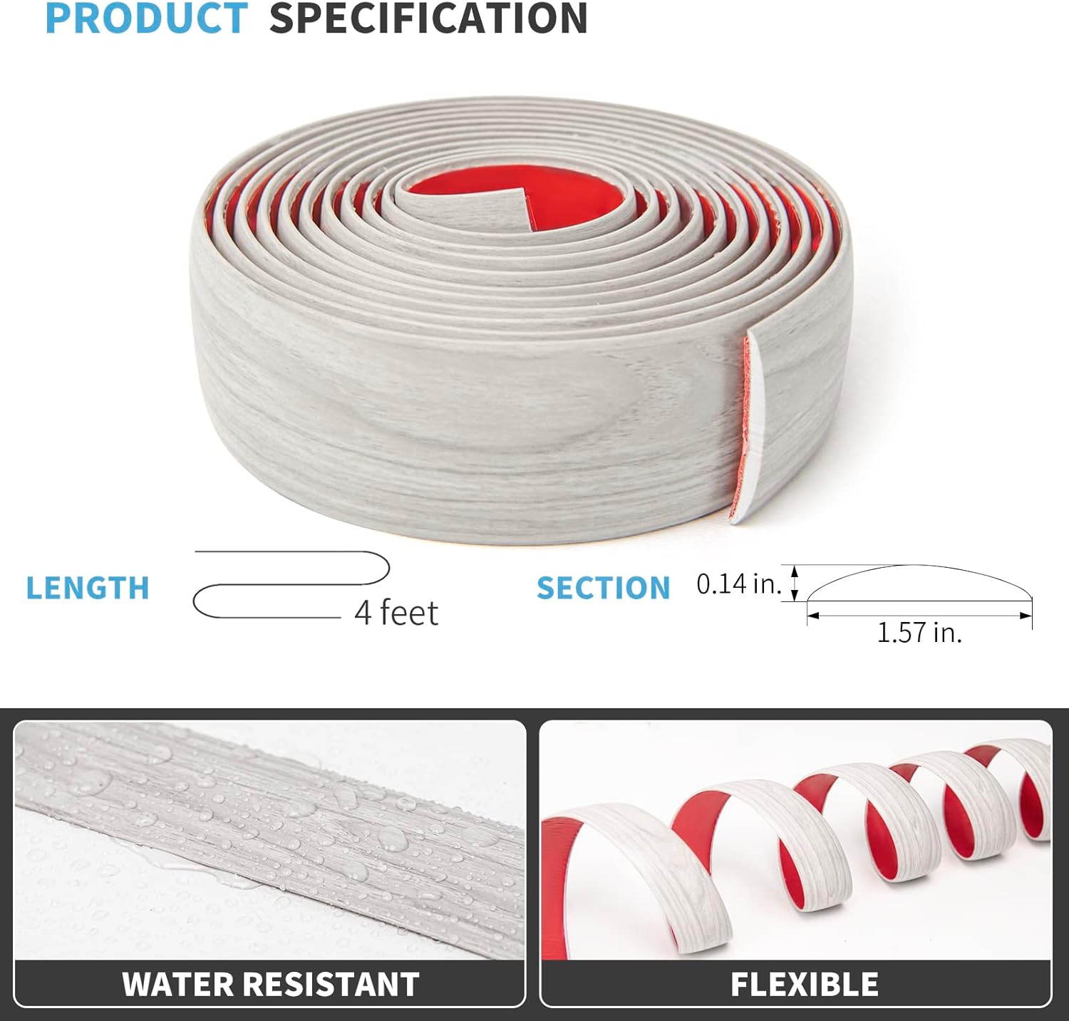 Art3d Self Adhesive Vinyl Floor Transition Strip, Laminate Floor Strip Floor Flat Divider Strip for