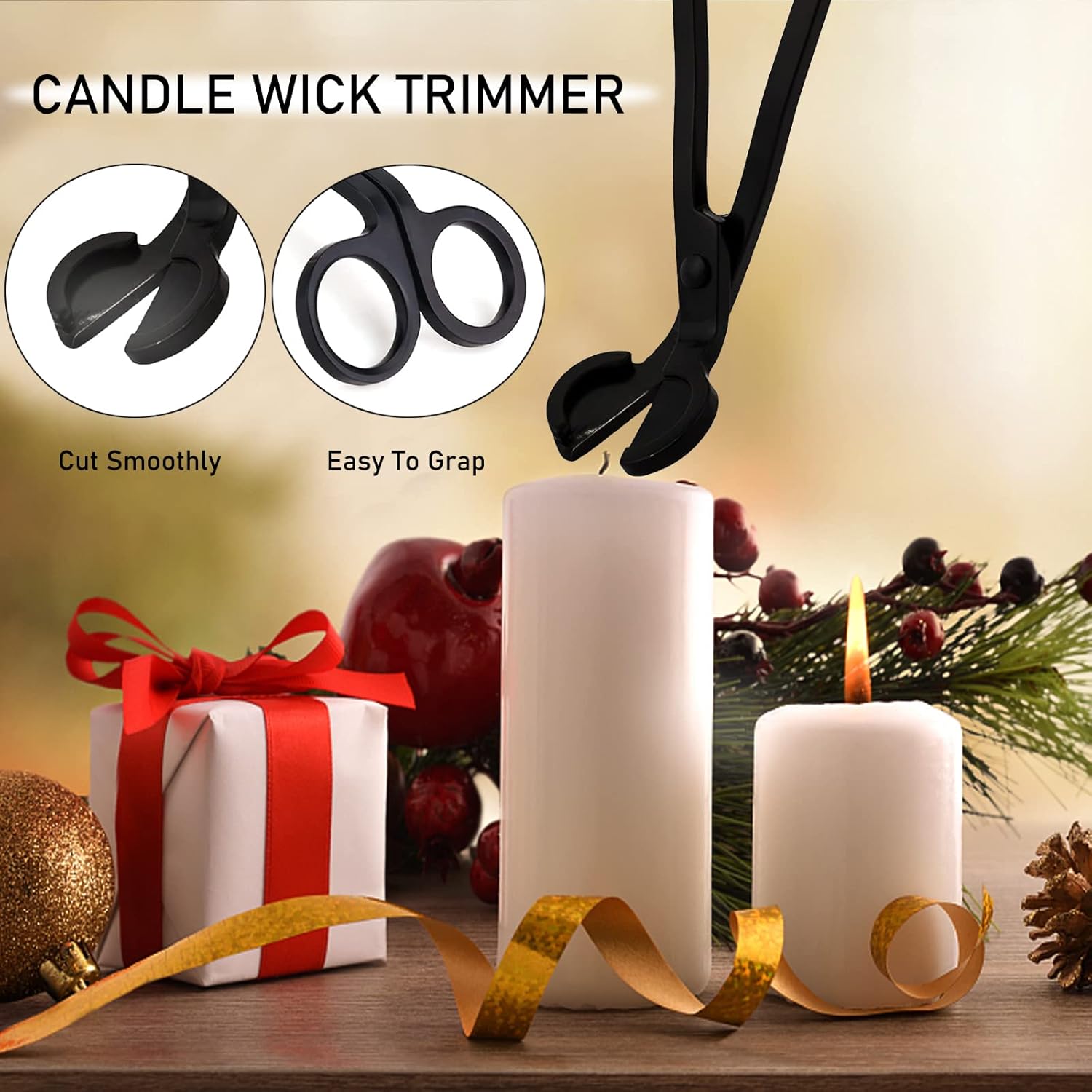 4IN1 Candle Accessory Set, Rechargeable Candle Lighter, Candle Wick Trimmer Cutter, Candle Snuffer