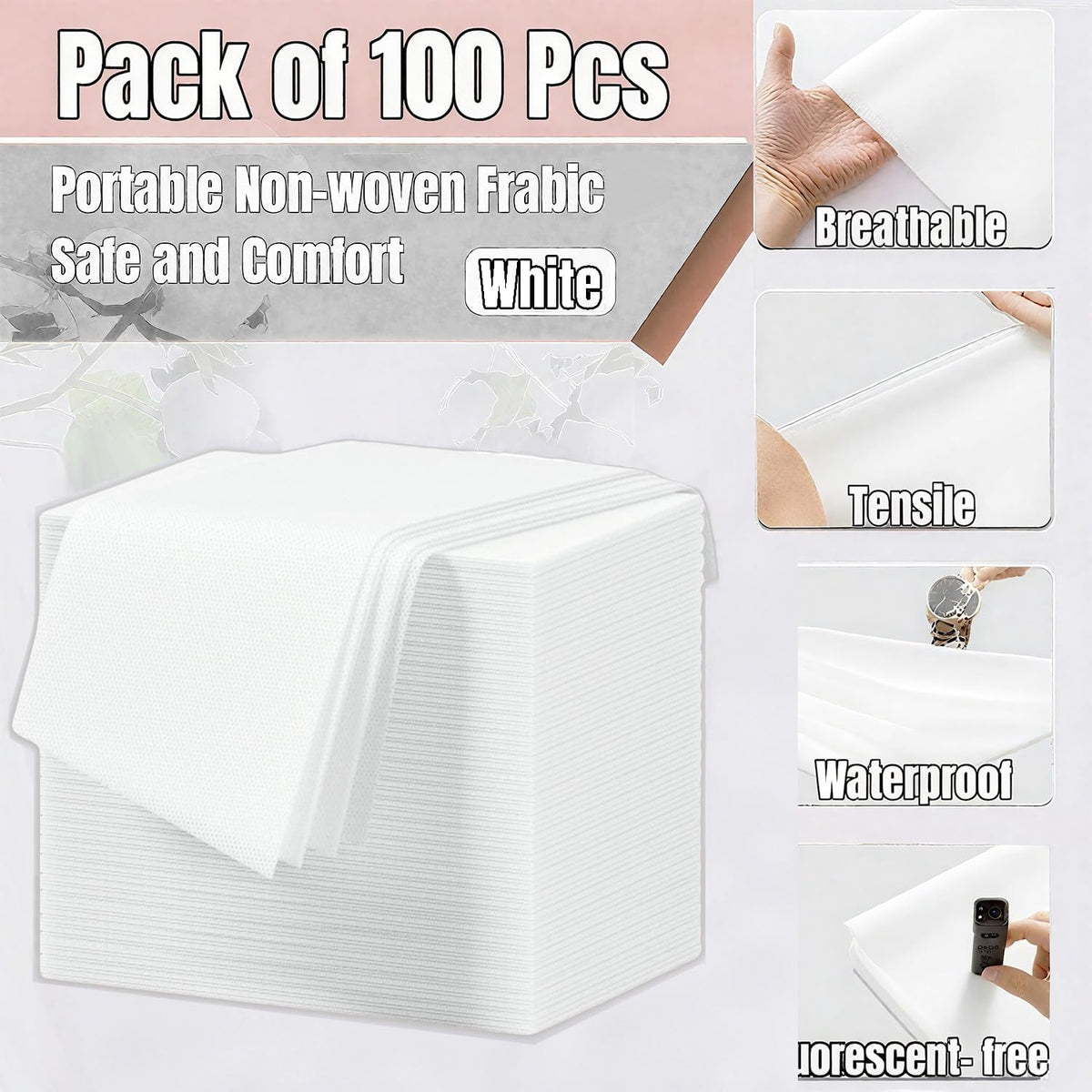 Disposable Bed Sheets 100 Pcs Massage Table Covers 31"x71" Non Woven Fabric Sheets for SPA Waxing