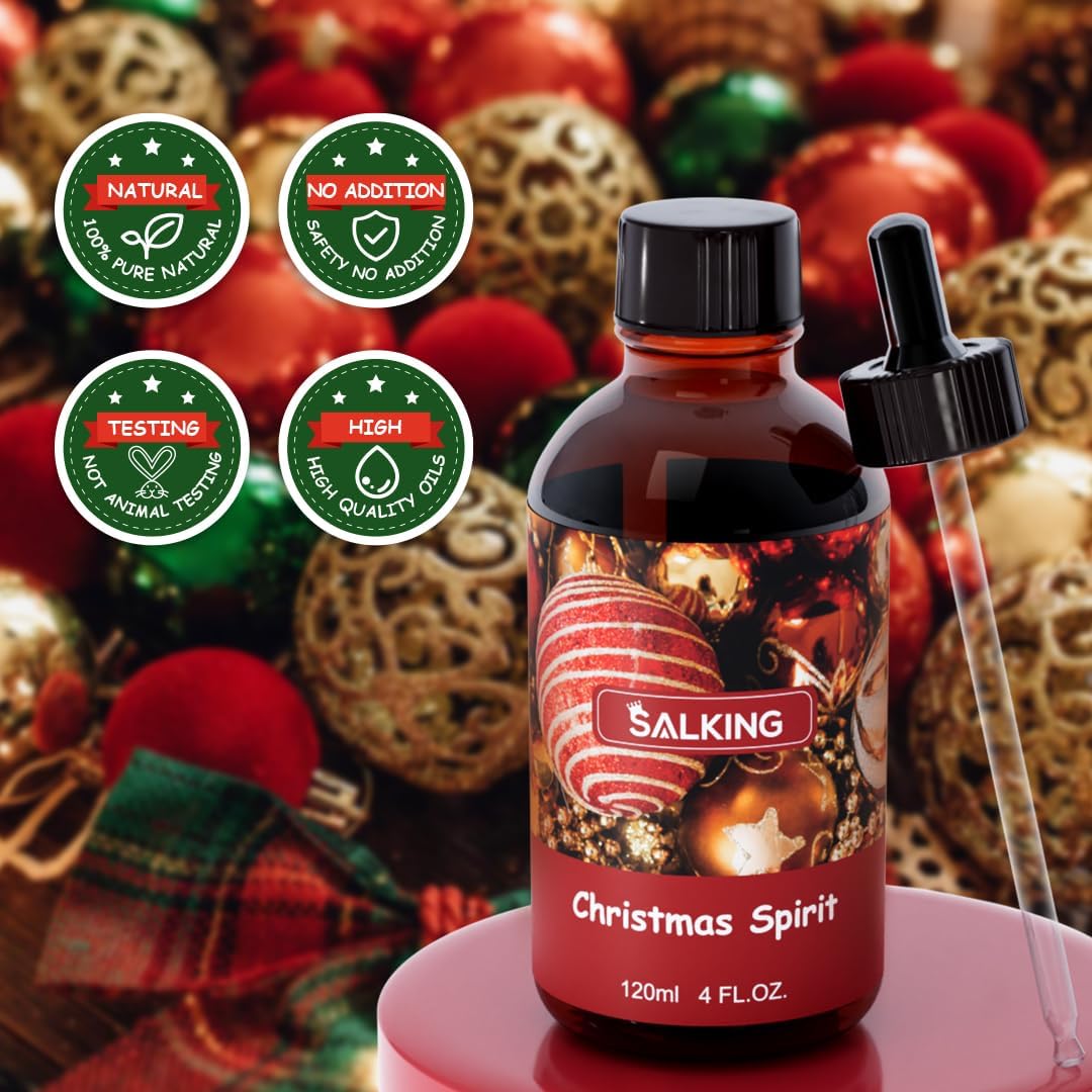 SALKING Christmas Spirit Fragrance Oil, 120ml (4 Fl Oz) Premium Essential Oils for Diffuser, Candle