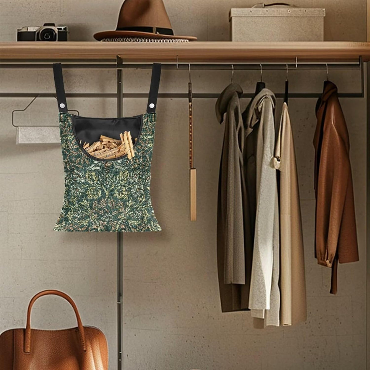 Jumbo Clothespin Organizer Bag 14.5x12 Inches - Extra Wide Access Opening - Industrial Strength
