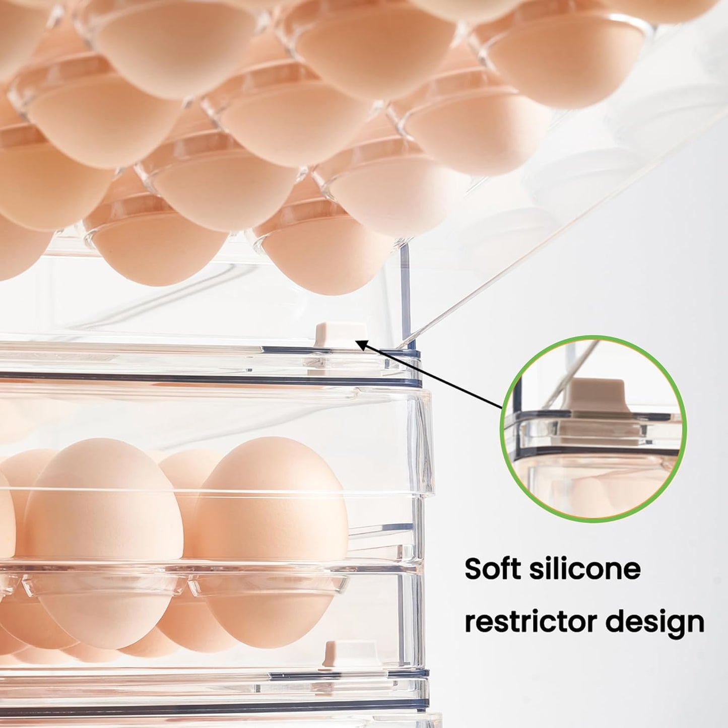 vacane 24 Capacity Egg Holder for Refrigerator Organizer Bins, BPA Free Egg Storage Container with