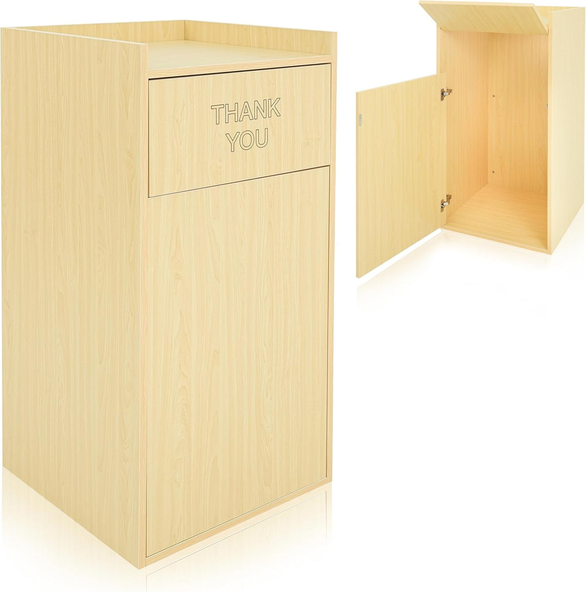 Alpine Restaurant Trash Can Cabinet with Tray Holder - Thank You Trash Can, Commercial 40 Gallon