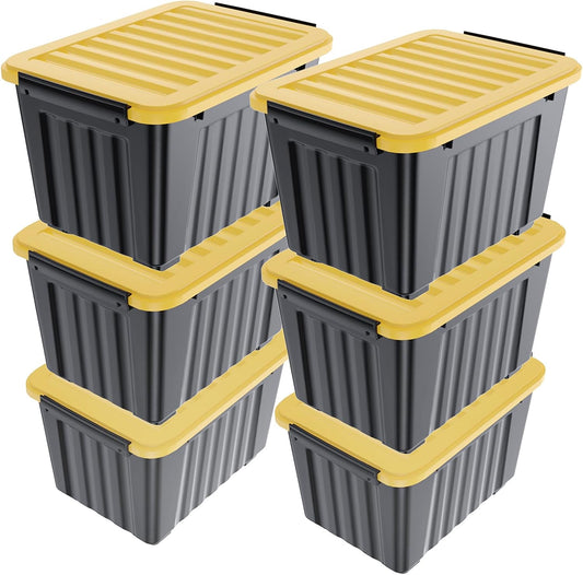 Nazhura 72Quart Plastic Storage Bin, Stackable and Nestable Storage Boxes with White Lids and