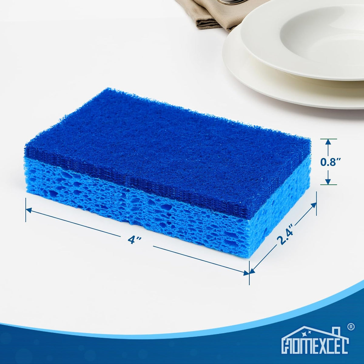 HOMEXCEL Sponges Kitchen 12pcs, Non-Scratch Scrub Dish Sponge Safe on Non-Stick Cookware, Dual