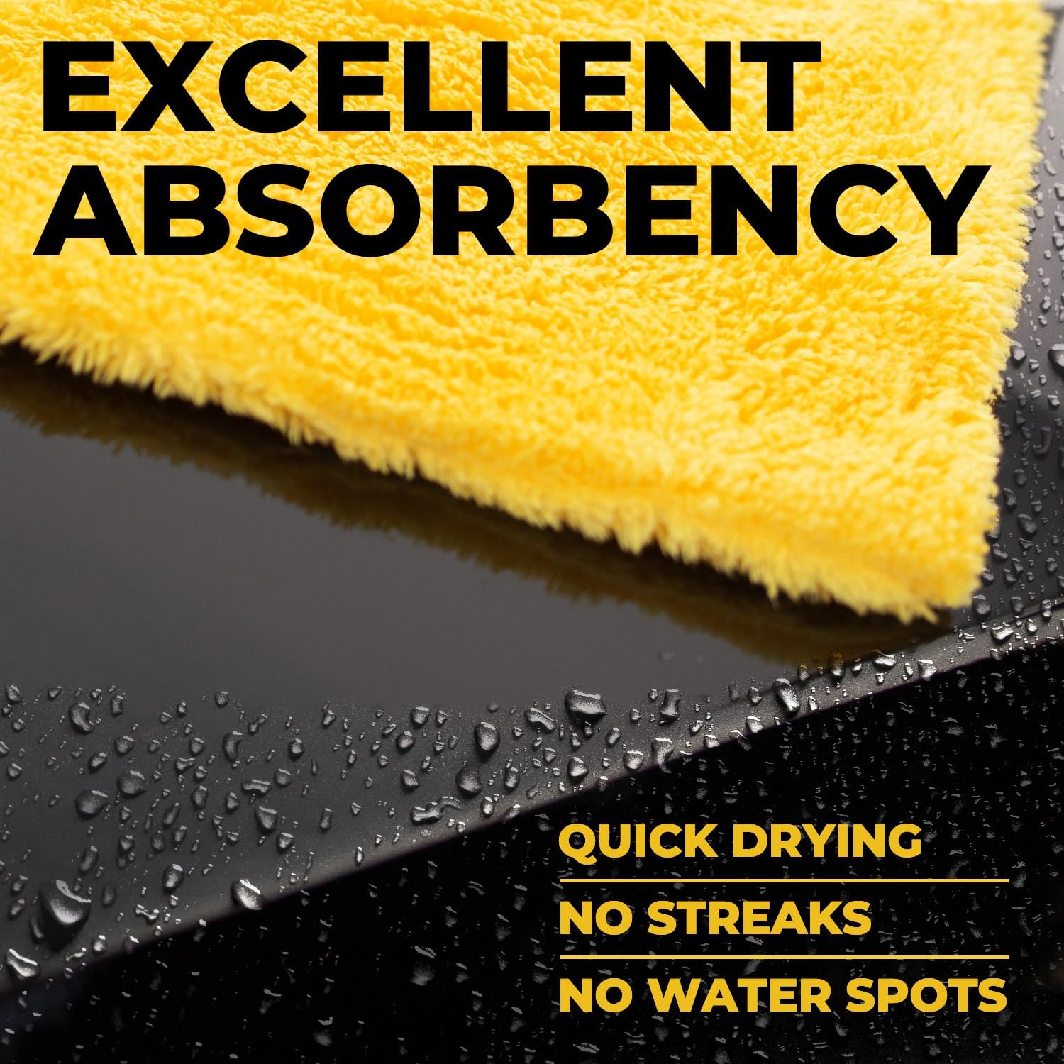 Edgeless Microfiber Towels for Cars – 6pk (12”x12”) - 540 GSM - Super Soft Detailing & Buffing