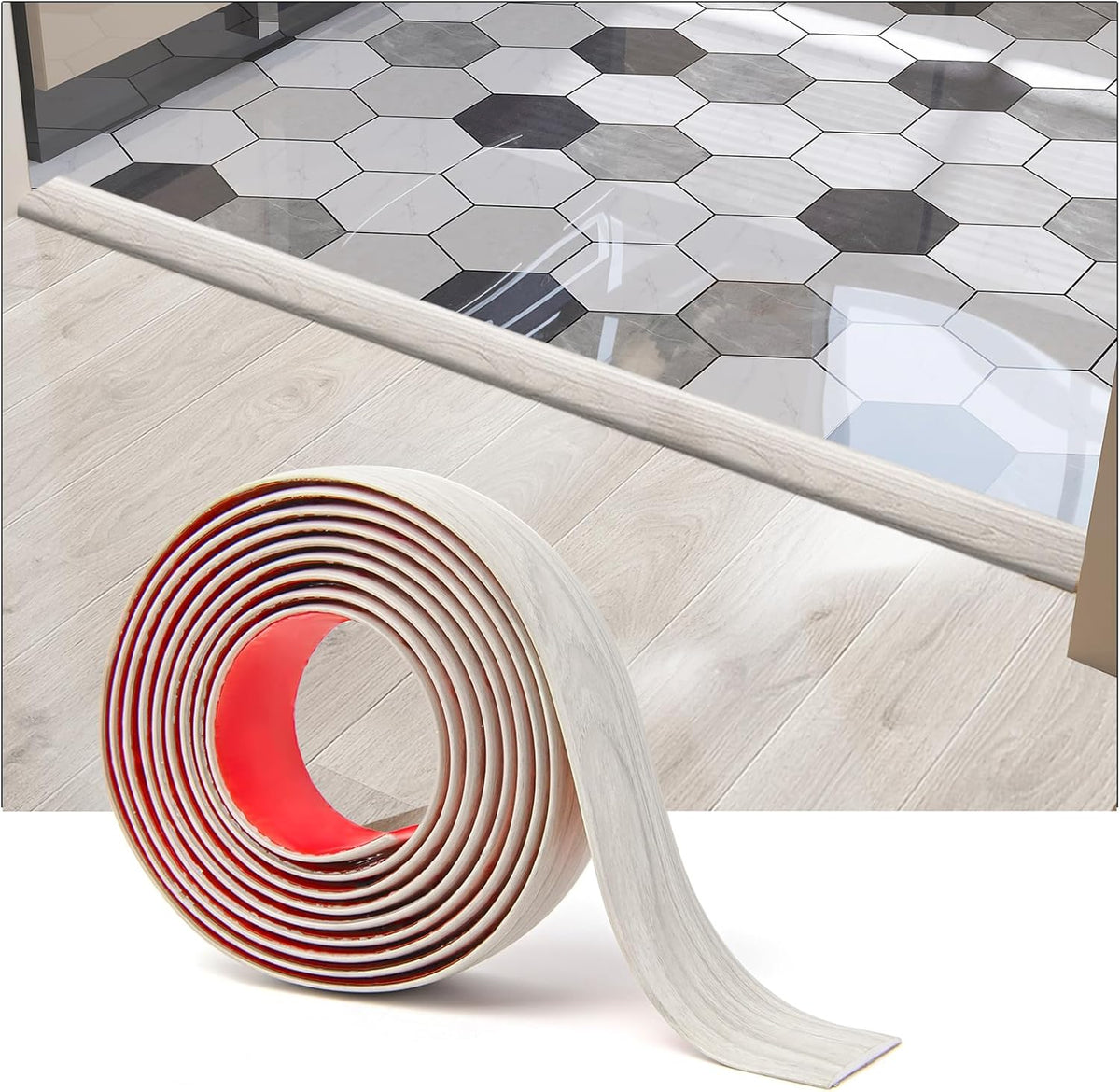 Art3d Self Adhesive Vinyl Floor Transition Strip, Laminate Floor Strip Floor Flat Divider Strip for
