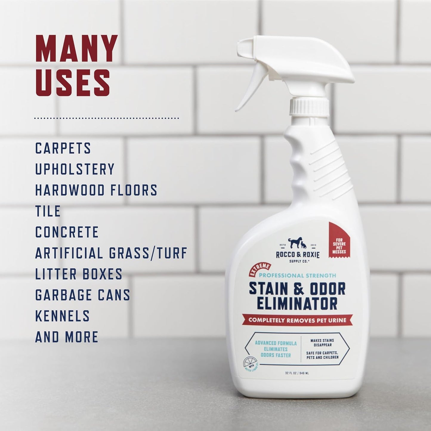 Rocco & Roxie Extreme Stain & Odor Eliminator for Strong Odor, Pet Urine Enzyme Cleaner Destroyer