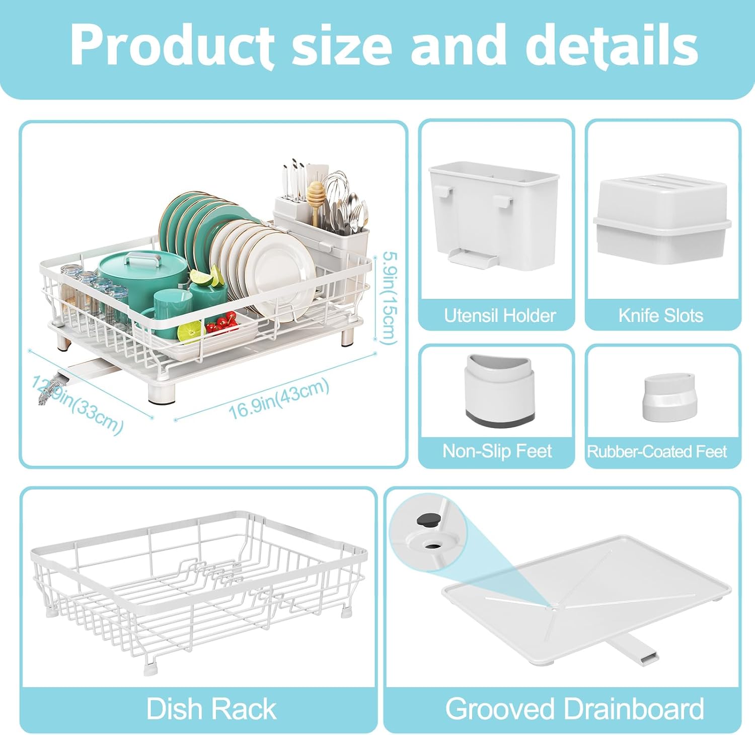 Dish Drying Rack - Space Saving Dish Rack - Dish Racks for Kitchen Counter with