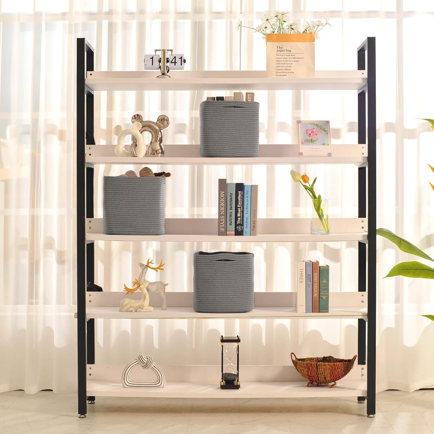 11 Inch Cube Storage Bins, Storage Cube Organizer Bins, Woven Cotton Rope Basket for Storage