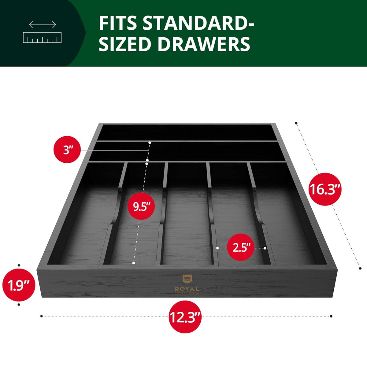 ROYAL CRAFT WOOD Luxury Bamboo Kitchen Drawer Organizer - Silverware Organizer - Utensil Holder and