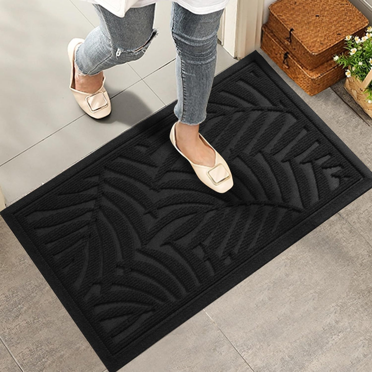 Front Door Mat, Absorbent Resist Dirt Welcome Door Mat Indoor Outdoor, Waterproof Doormat, Sturdy