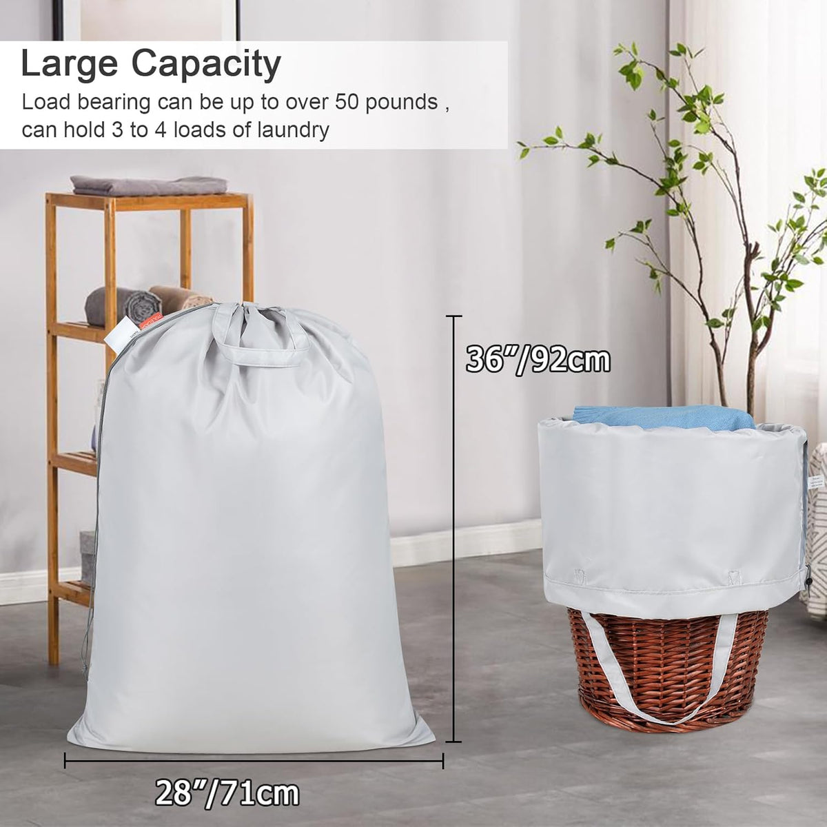 Polecasa Heavy Duty Large Laundry Bag with 130gsm Tear Resistant Fabric and Handles, Easy to Carry