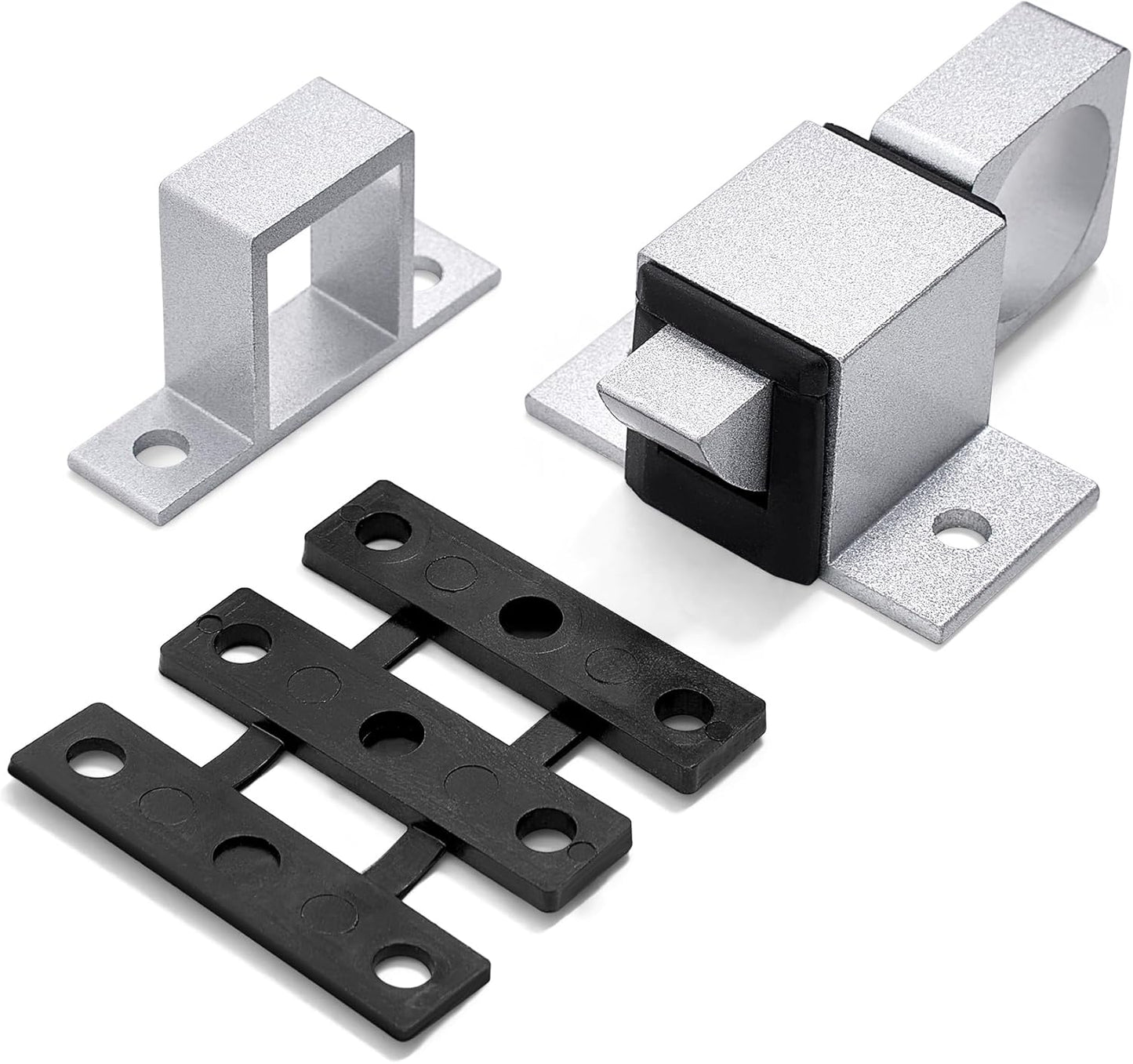 4 Packs Self-Closing Gate Latches, Silver Spring Door Lock, Aluminum Alloy Security Latch for