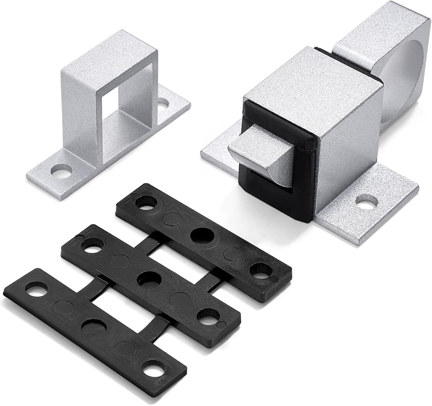 2 Packs Self-Closing Gate Latches, Silver Spring Door Lock, Aluminum Alloy Security Latch for