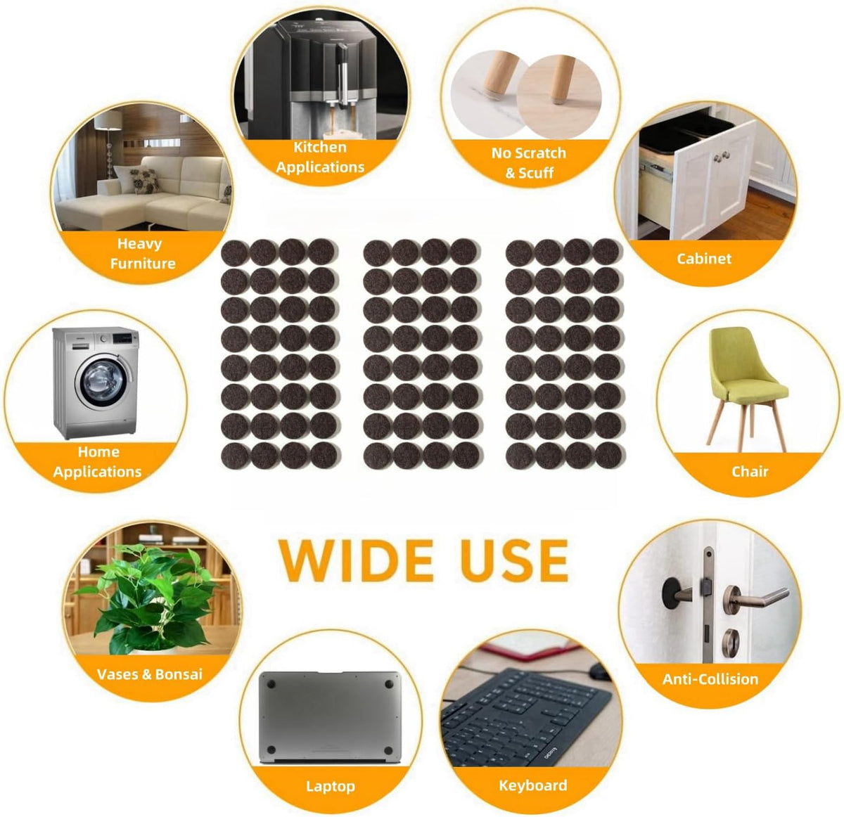 Furnigear Felt Furniture Pads for Hardwood Floors - Self Adhesive Chair Felt Pad, Floor Protector