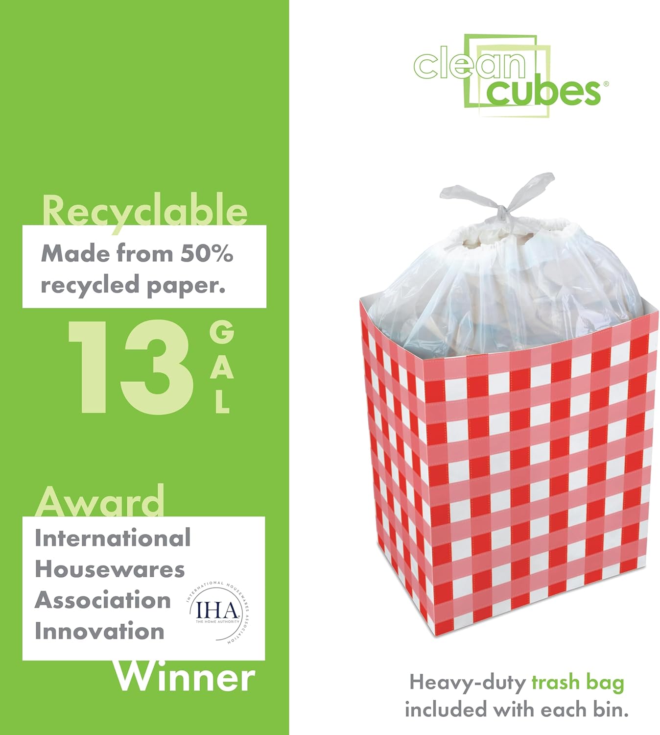 13 Gallon Disposable Pop-Up Trash Cans (3-Pack) with Fitted Bags – Foldable Garbage & Recycling