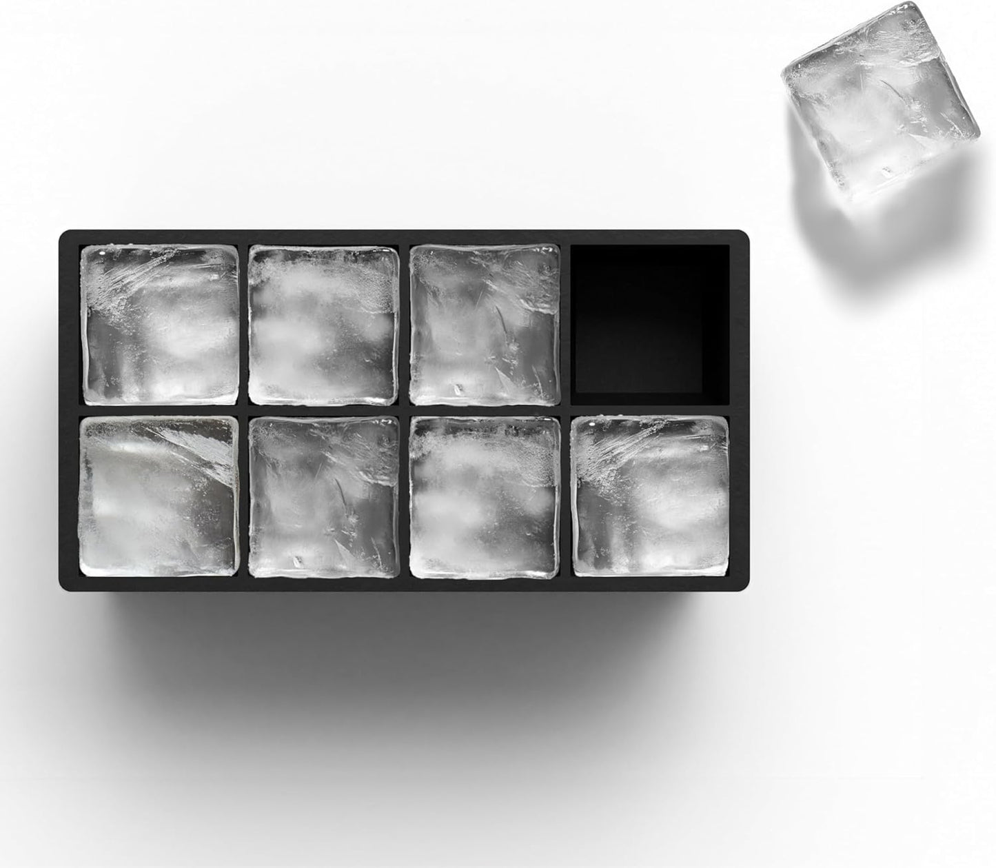 glacio Ice Cube Molds – 2-Pack Silicone Trays for 8 Large Square Cubes – Slow-Melt Ice for Whiskey