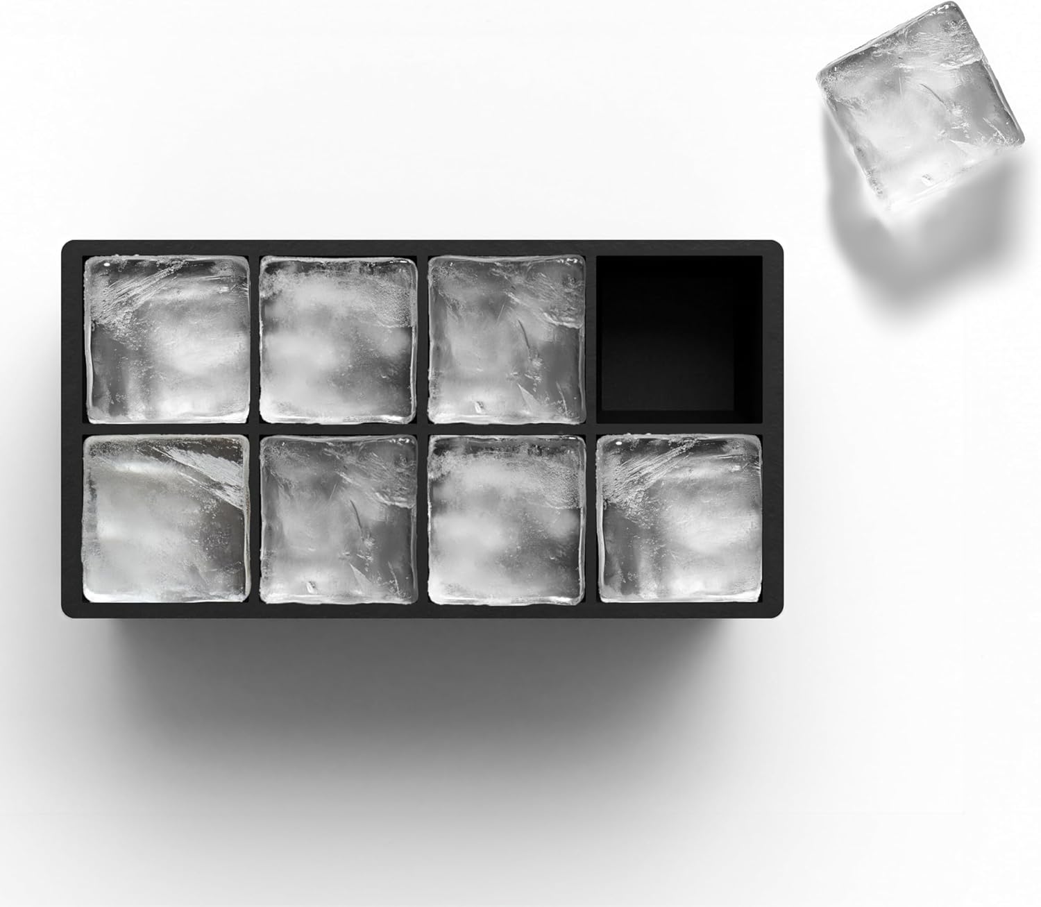 glacio Ice Cube Molds – 2-Pack Silicone Trays for 8 Large Square Cubes – Slow-Melt Ice for Whiskey