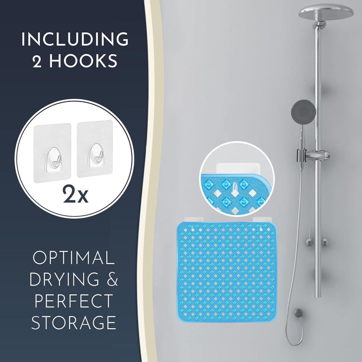 Homerella Anti Slip Shower Mat | Anti Mold Non Slip Bathtub Mat for Inside Shower | Square Floor