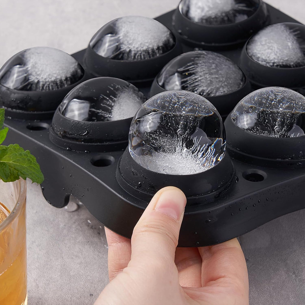 Wanderworld Ice Tray Combo, Silicone Reusable 2 inch Big Ice Freezer Mold, 9 Cubes& 9 Sphere Ice