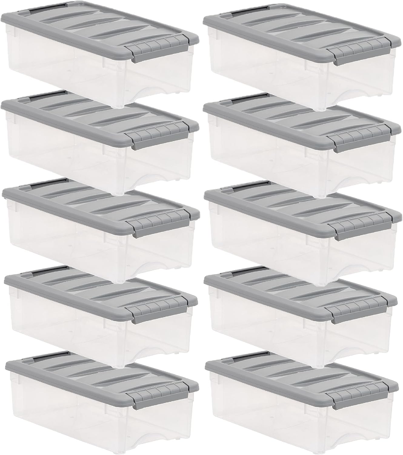 Amazon Basics Plastic Storage Containers with Secure Latching Lids, Stackable Organization Bins