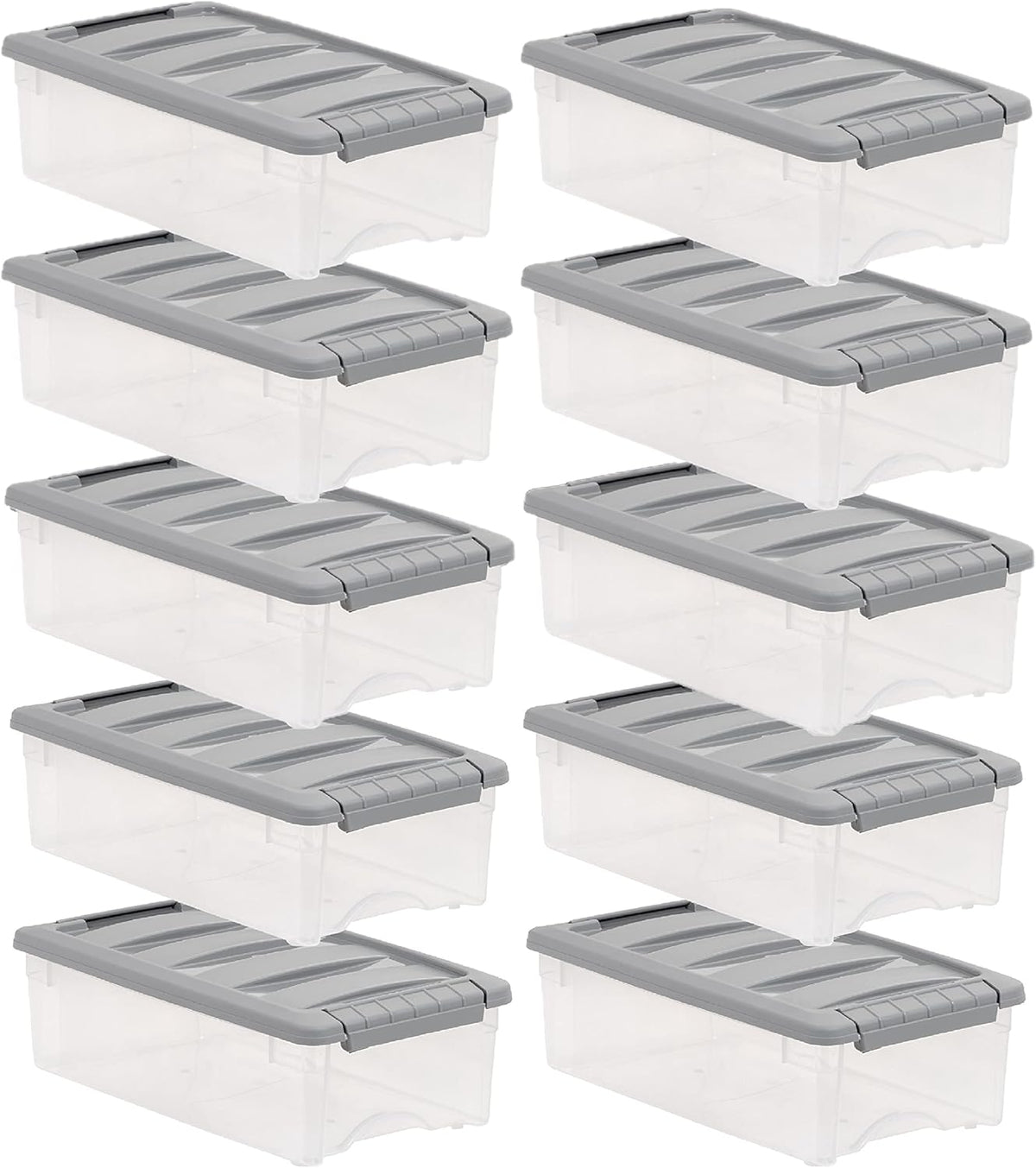 Amazon Basics Plastic Storage Containers with Secure Latching Lids, Stackable Organization Bins