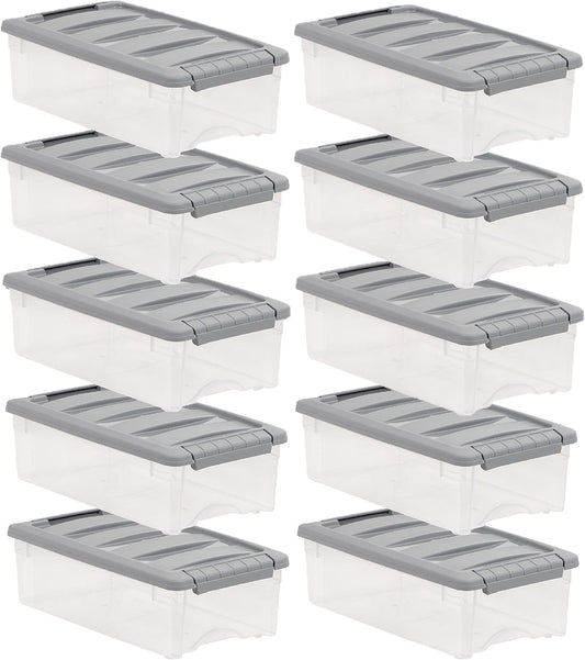 Amazon Basics Plastic Storage Containers with Secure Latching Lids, Stackable Organization Bins