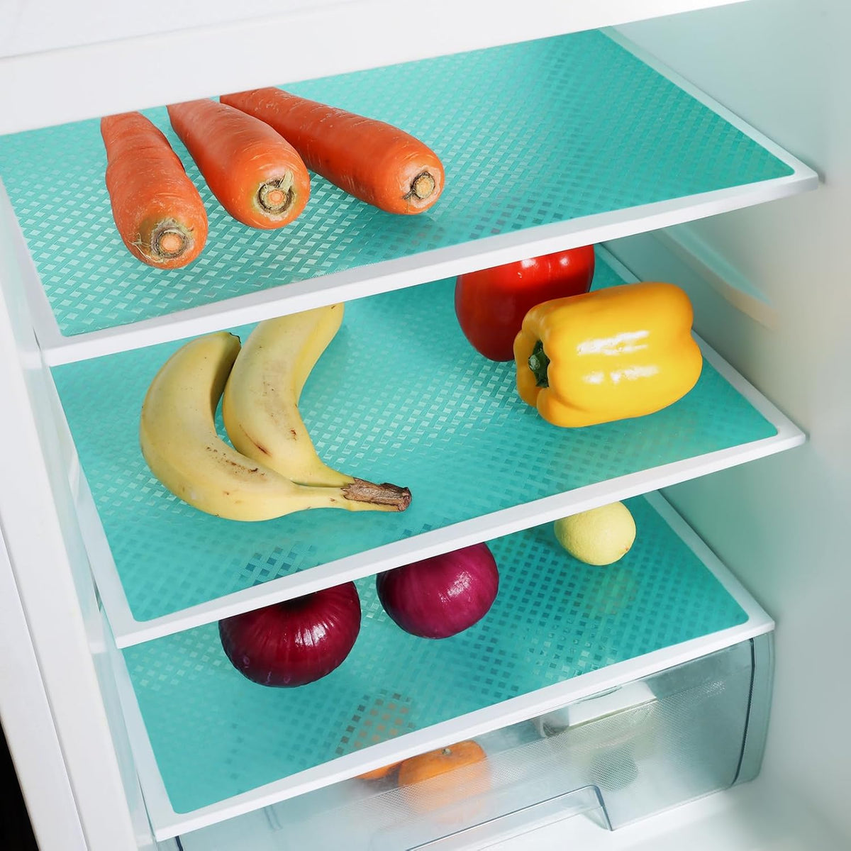 Blue Shelf Liners for Kitchen Cabinets Refrigerator Liners Waterproof & Oil-Proof Kitchen Cupboard