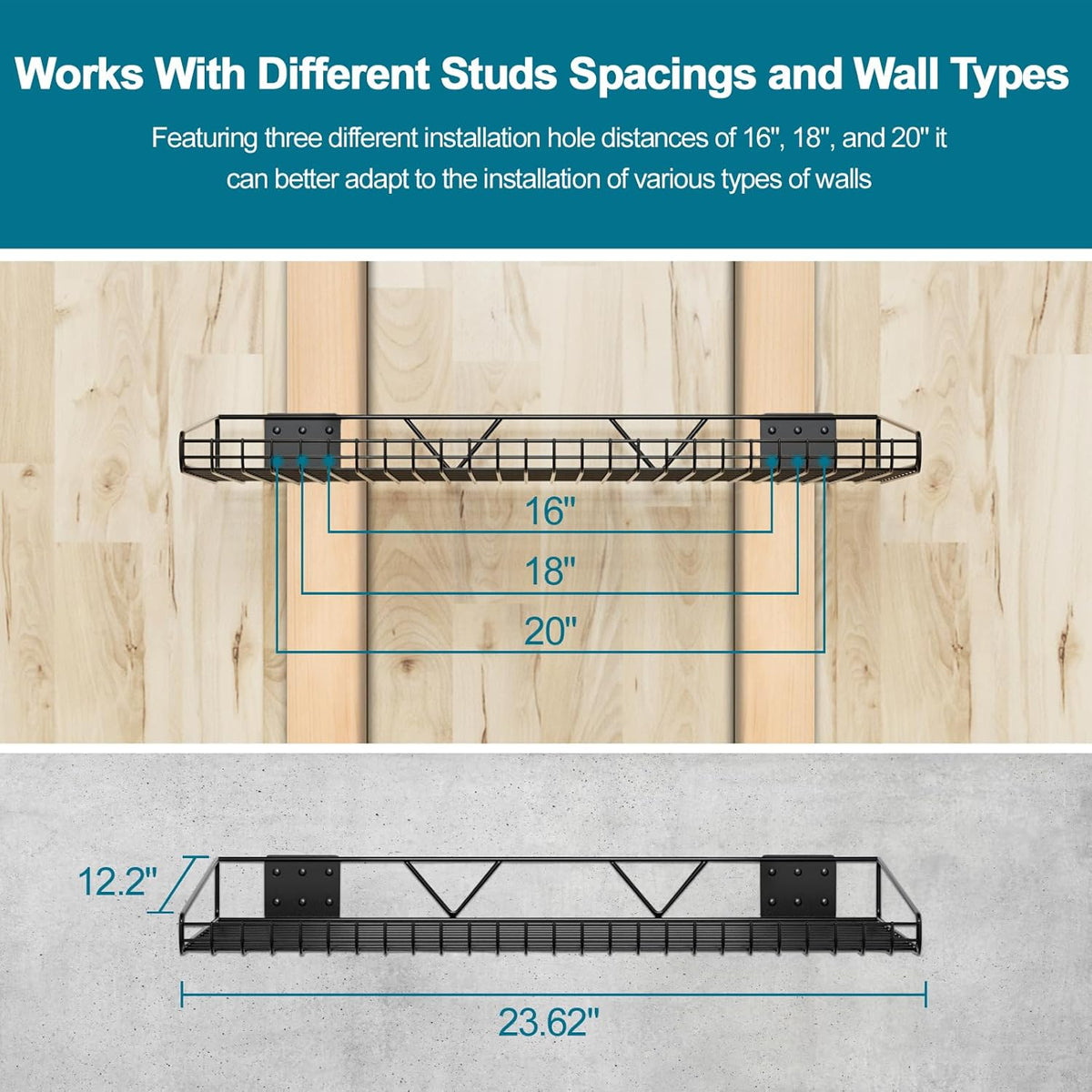 Garage Wall Shelving,4-Pack 12 Inch X 23.8 Inch,Can be Used for Garage, Closet, Laundry Room, Heavy
