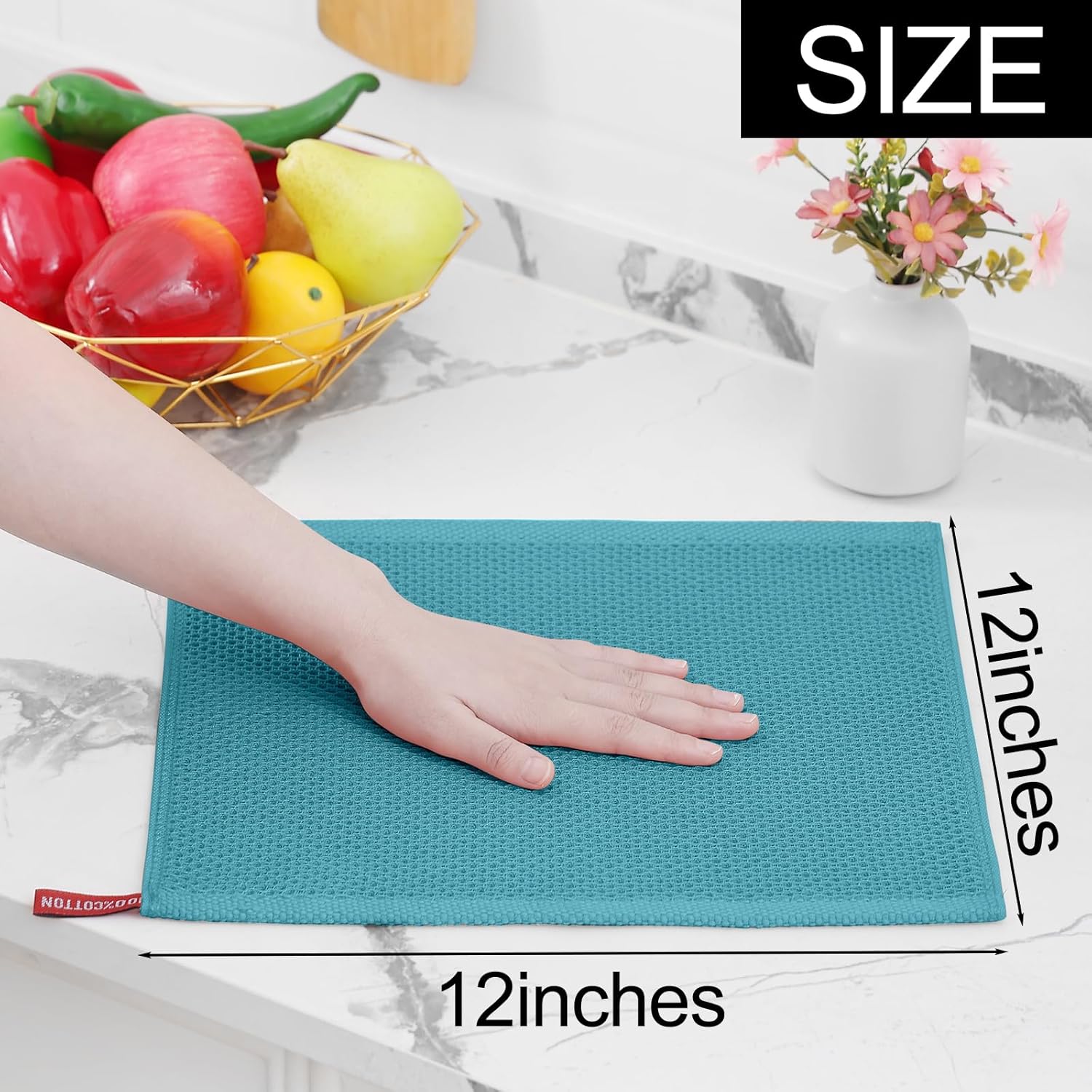 Homaxy 100% Cotton Waffle Weave Kitchen Dish Cloths, Ultra Soft Absorbent Quick Drying Dish Towels