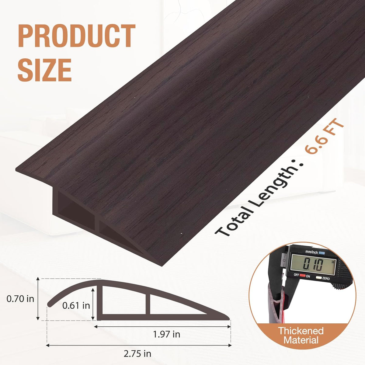 Floor Transition Strip Self Adhesive Vinyl Door Threshold for Doorways Carpet Edging Trim Overlap