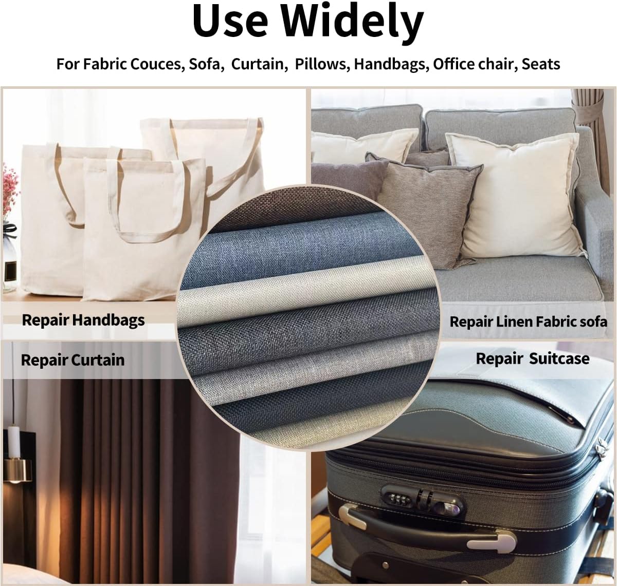 Fabric Repair Patches, 17X79 Inch Linen Repair Tape Self-Adhesive Fabric Patches Durable, DIY Large