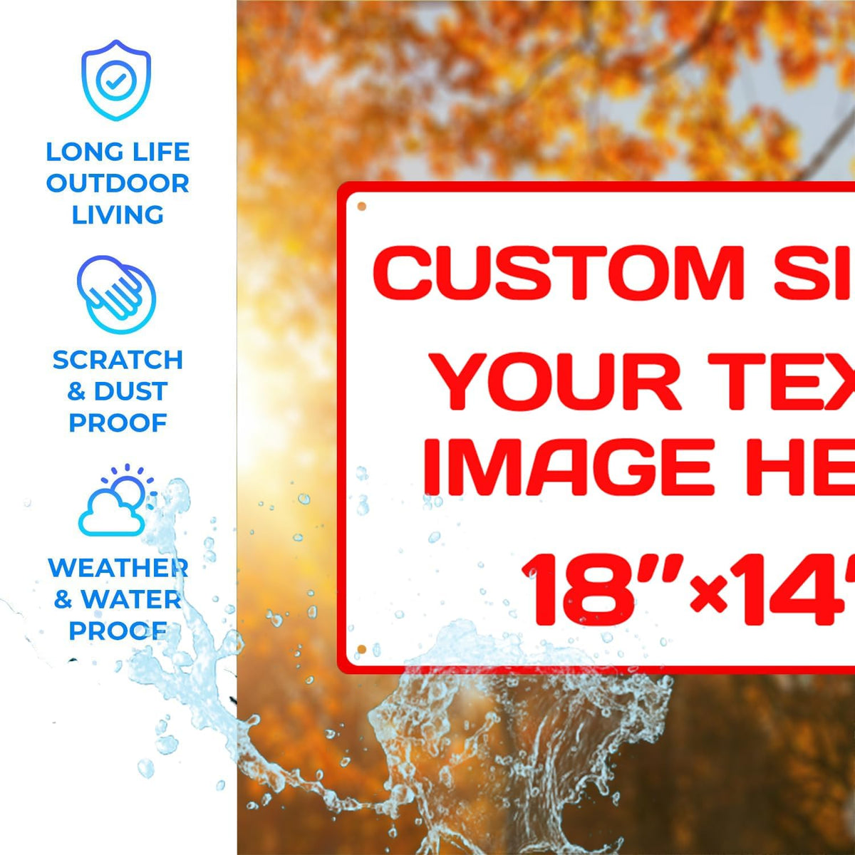 Custom Aluminum Weatherproof Metal Signs - Multiple Sizes, Personalized Text & Picture, Horizontal