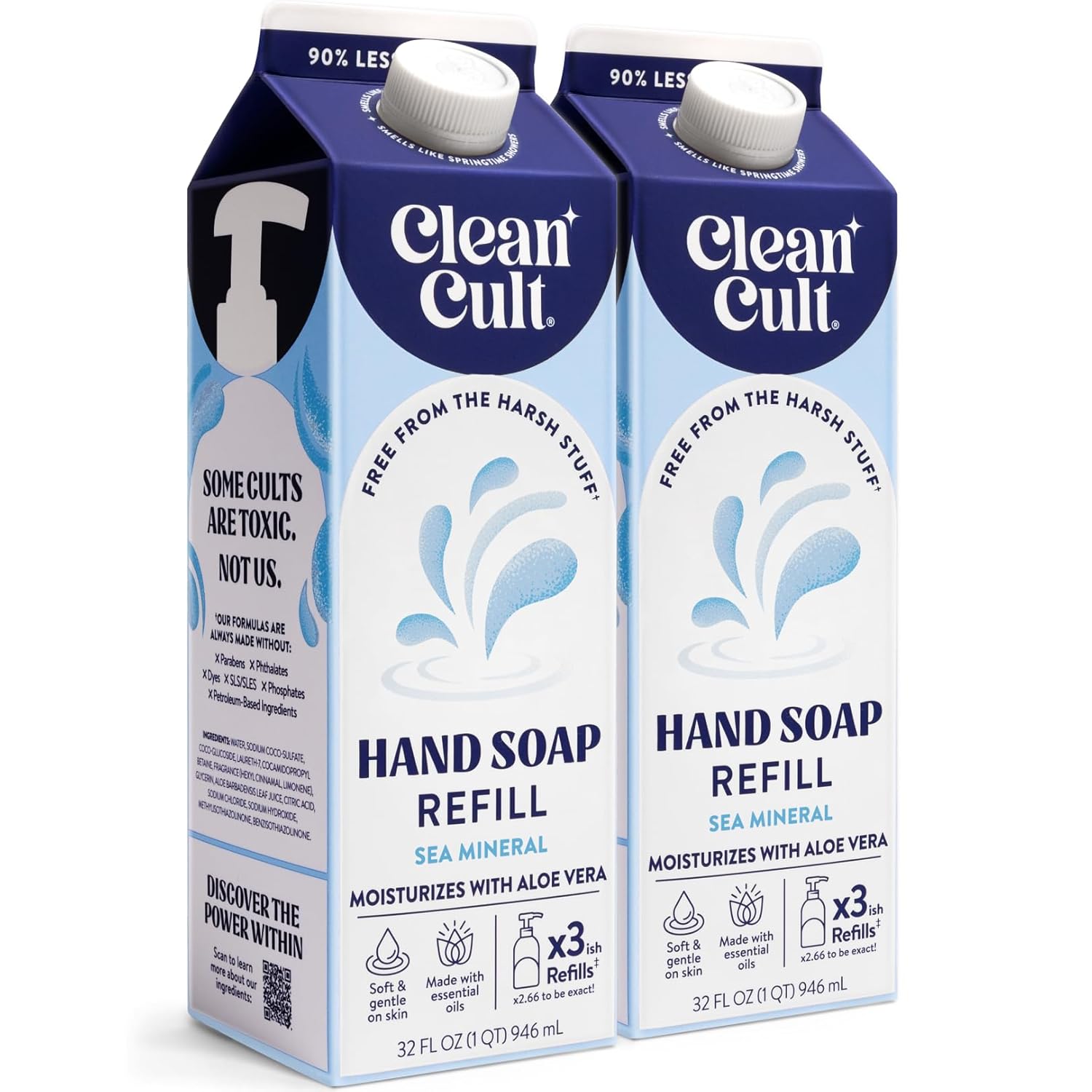 Cleancult - Liquid Hand Soap Refills - Sea Minerals - Gentle On Sensitive Skin - Made with Aloe