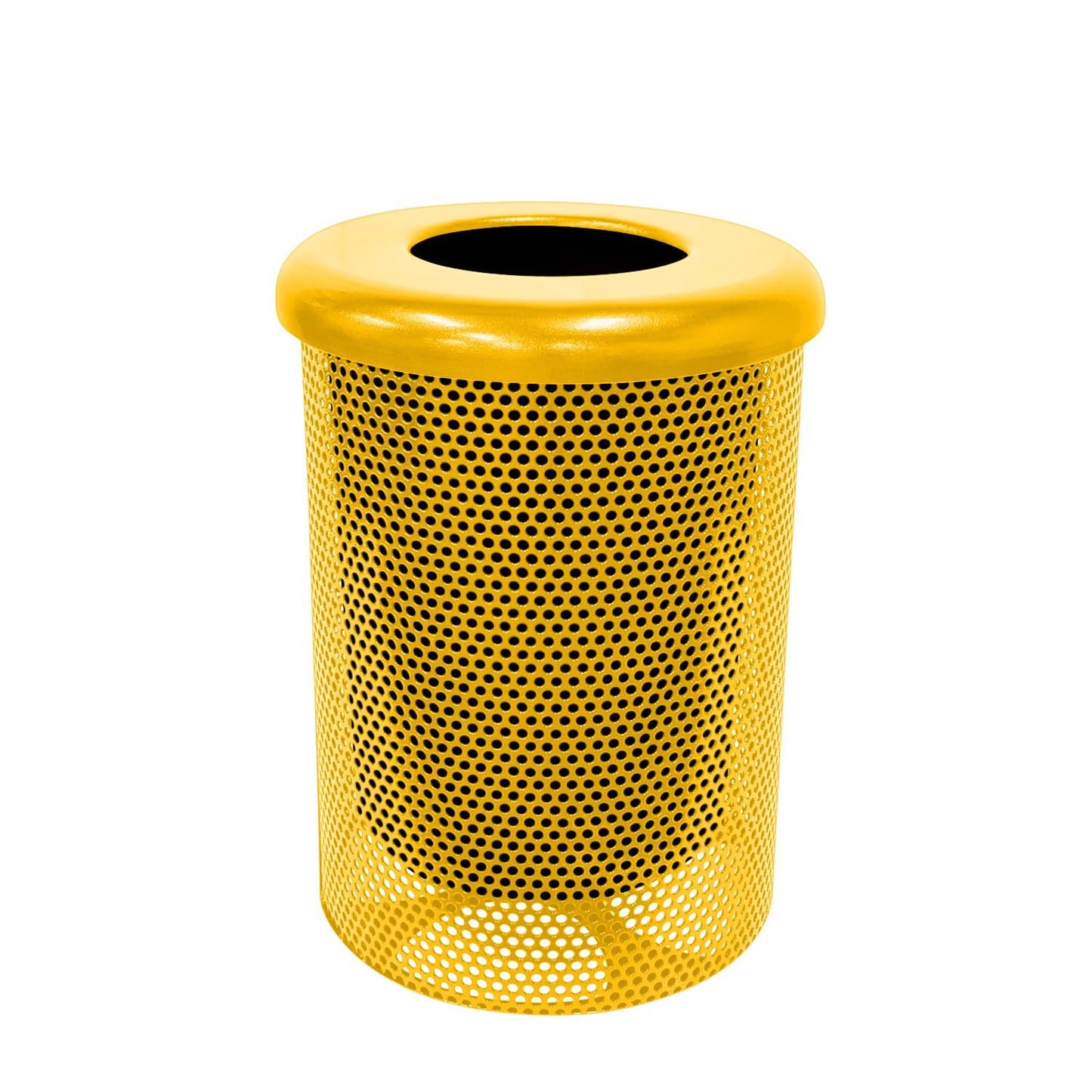 COATEDOUTDOORFURNITURE RFT-P-YEL Heavy Duty Round Trash Receptacle with Flat Top, Liner Included