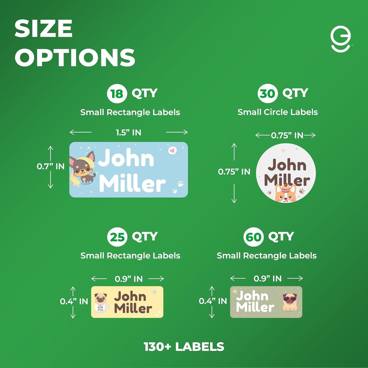 Personalized Name Tag Stickers for Kids (130+ Pack) | Dog Waterproof Labels for School Supplies